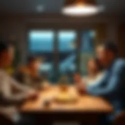 Family discussing Bitcoin investment A family sitting around a table discussing their investment in Bitcoin, showing excitement and hope for the future.