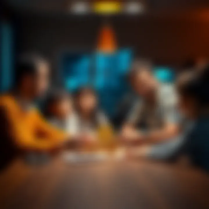 A family sitting around a table, reviewing Bitcoin holdings and discussing the benefits of transferring to a cold wallet for security.