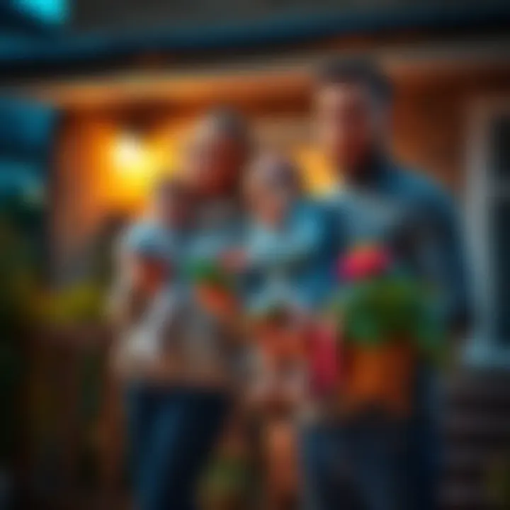 A worried couple stands outside their home holding a baby and a toddler, looking concerned about their financial situation with a smartphone in hand, symbolizing their struggle with Revolut's delayed ...