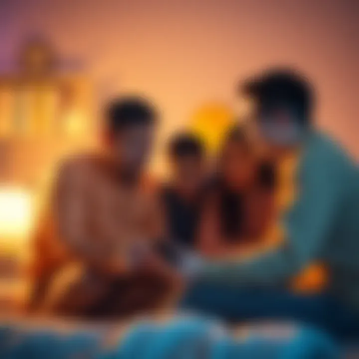 A family gathered around a Trezor 3 wallet, discussing how to share access to their Bitcoin securely.