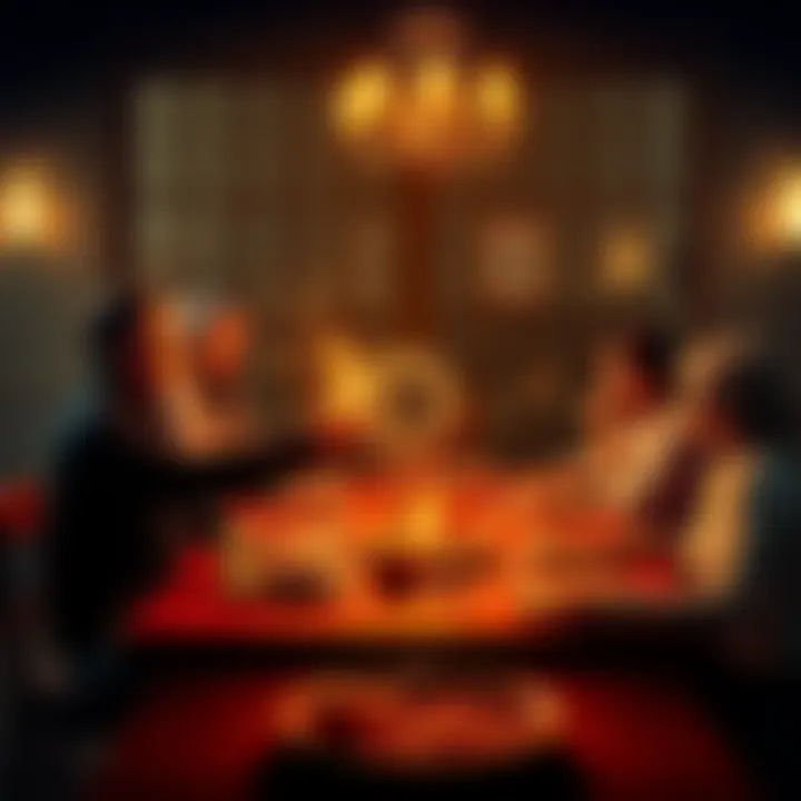 A family gathered around a dining table discussing Bitcoin's value and its complexities