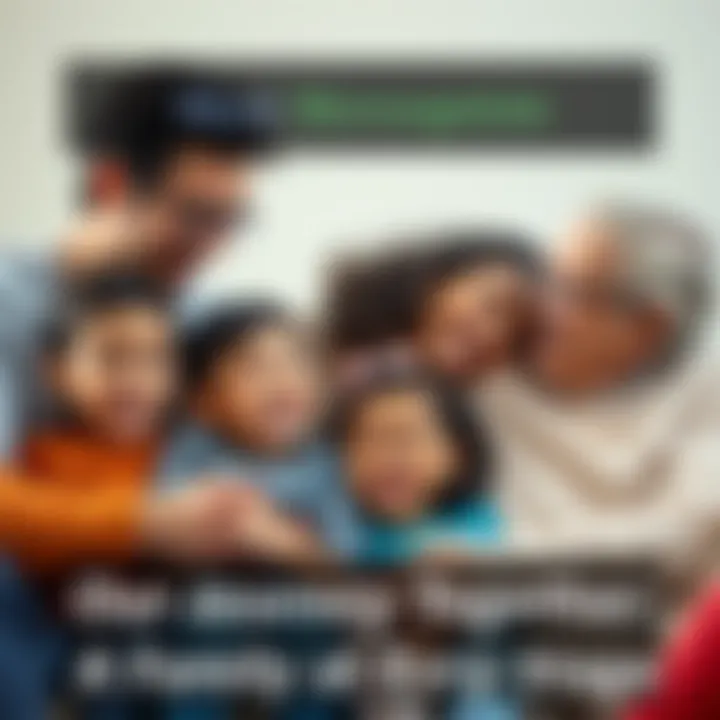 A family of various ages sharing joyful moments together, representing different stages of life, from young children to older adults, showing love and connection.