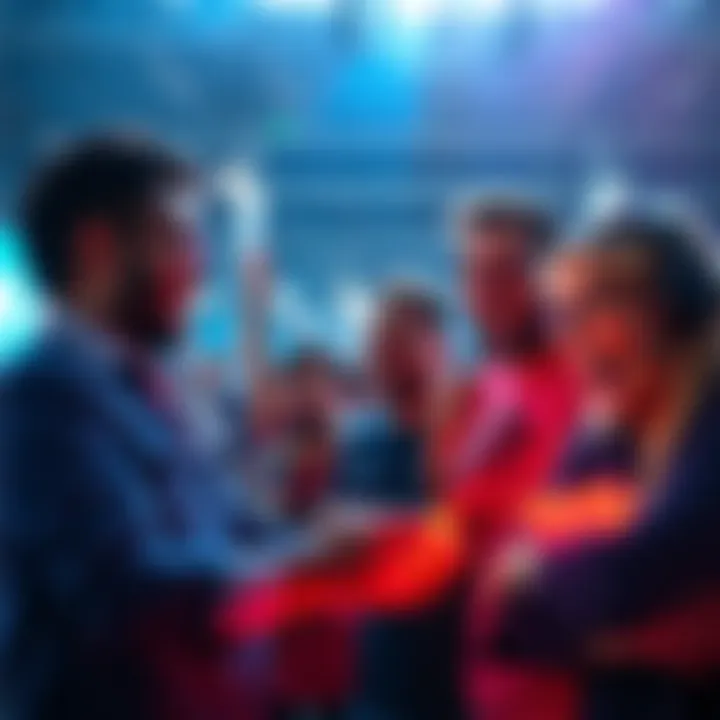 Group of excited fans using EventX platform for sports predictions and trading ahead of the World Cup