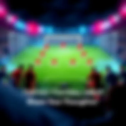 Fantasy Football Lineup Discussion A graphic showing a fantasy football lineup with player options including a goalkeeper, defenders, and midfielders, inviting discussion among fans.