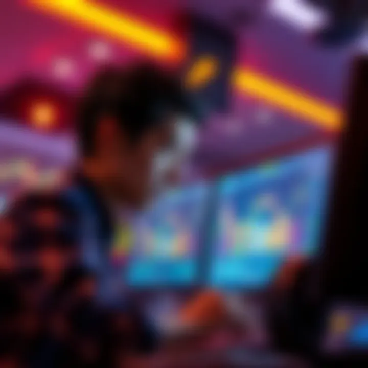 A digital representation of the Fantom logo with a distressed investor looking at a computer screen showing financial metrics