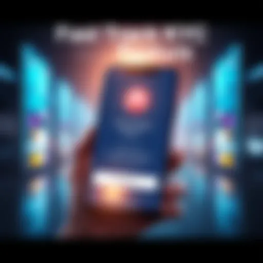 A graphic showing a mobile phone with the Pi Wallet app open, highlighting the Fast Track KYC feature with a bright indicator, symbolizing quick access to apps.
