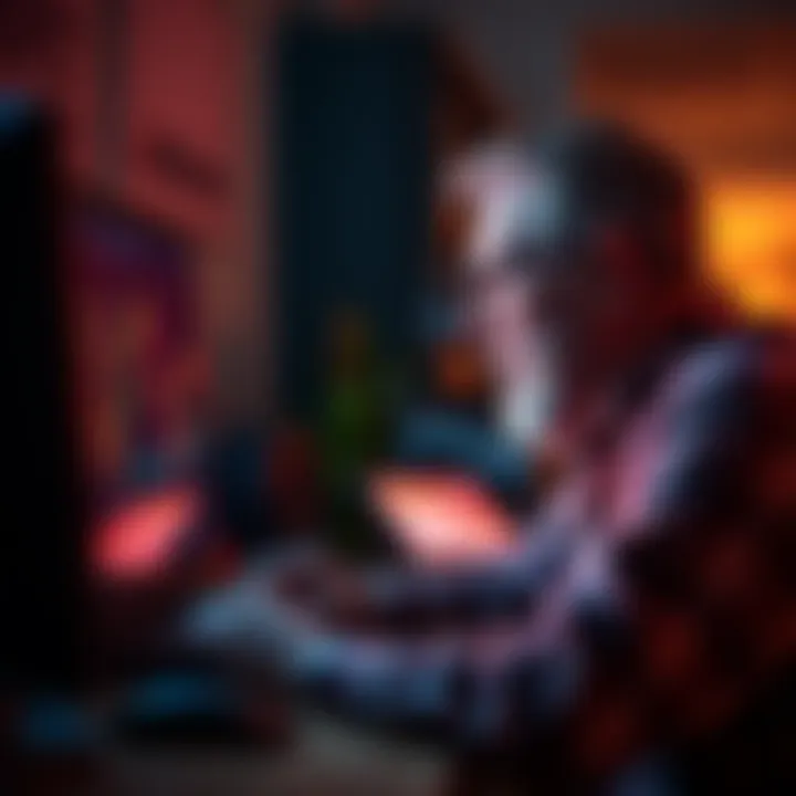 A father looking distressed as he stares at his computer screen showing a drastic drop in memecoin value, reflecting on his trading losses after a brief success.