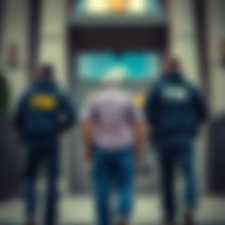 FBI agents handcuff a man outside a building, representing the arrest of a Ponzi scheme operator accused of $650 million fraud.