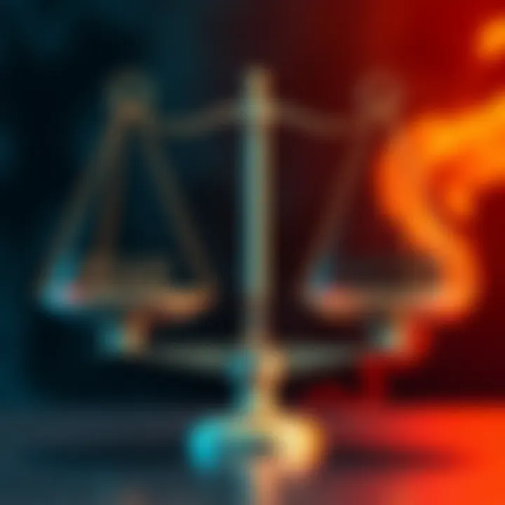 Graphic showing a balance scale with fear on one side and greed on the other, representing market sentiment.