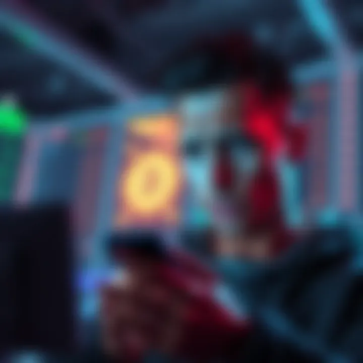 Fear of Holding Assets in Crypto A person looking worried while checking cryptocurrency prices on a phone, representing fear of holding assets.