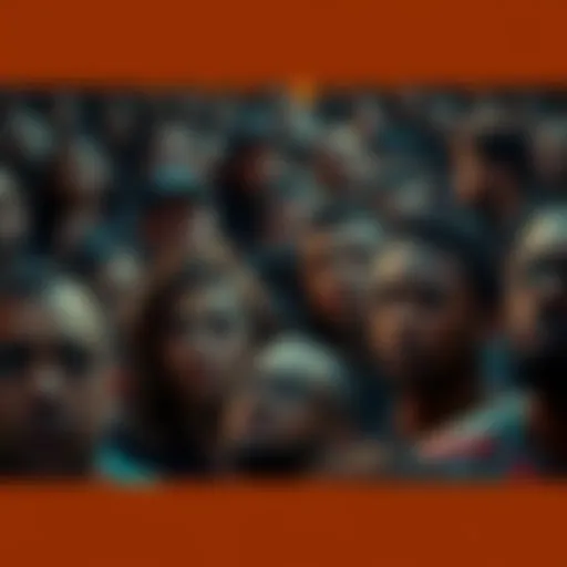 A crowd of anxious people looking worried as they gather, with expressions of fear and uncertainty on their faces.