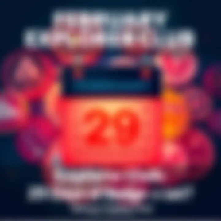 A graphic showing a calendar with February highlighted, displaying 29 days instead of 30, with badges in the background.