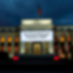 Federal Reserve Sign A large Federal Reserve building with a banner indicating no rate cuts expected, symbolizing economic policy changes linked to President Trump.