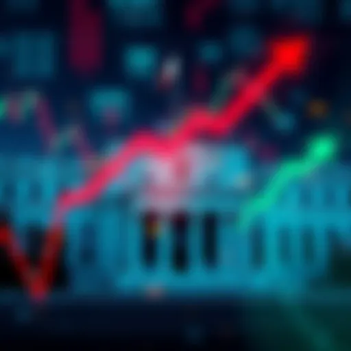 Federal Reserve Monetary Policy Impact A graphic showing the Federal Reserve building with financial charts and arrows indicating market fluctuations, symbolizing the effects of new monetary policies.