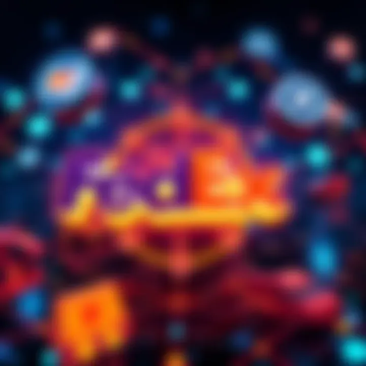 FedEx logo surrounded by symbols representing blockchain technology and supply chain efficiency