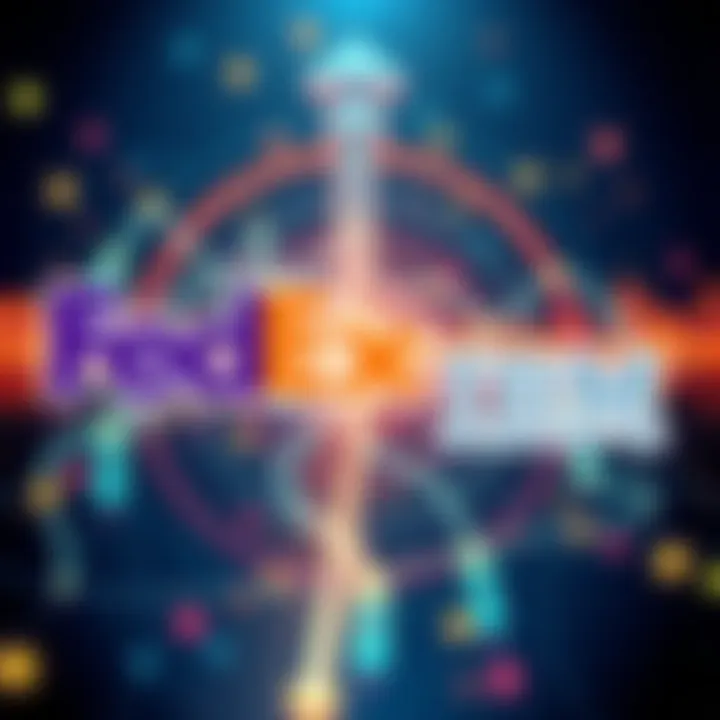 Logos of FedEx, Google, and IBM with a blockchain background