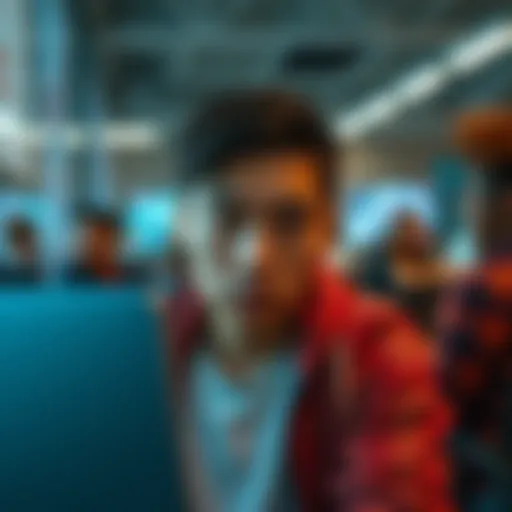 An individual looking isolated while others engage in conversation online