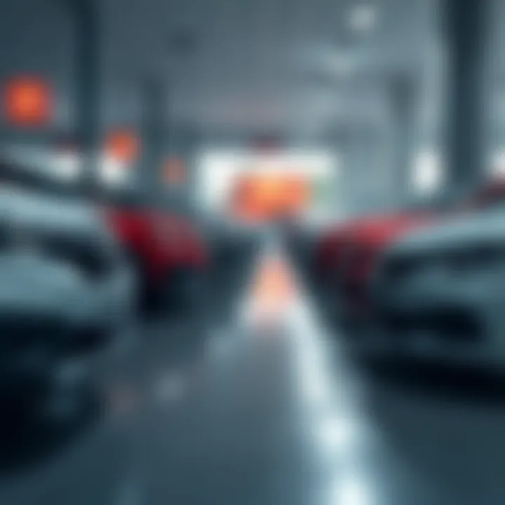 A row of Fiat Puntos parked in a car dealership, reflecting the surge in market interest after the $60k price point is broken.