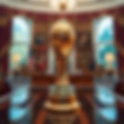 The FIFA World Cup trophy displayed in the Oval Office during the Crypto Summit event