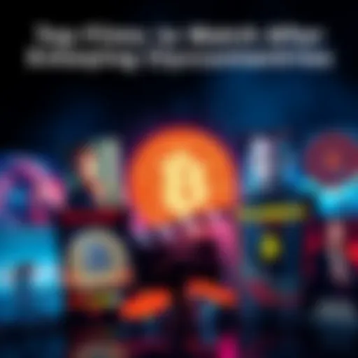 A collection of film posters related to cryptocurrency and finance, showcasing various titles for viewers to enjoy after bitcoin documentaries.