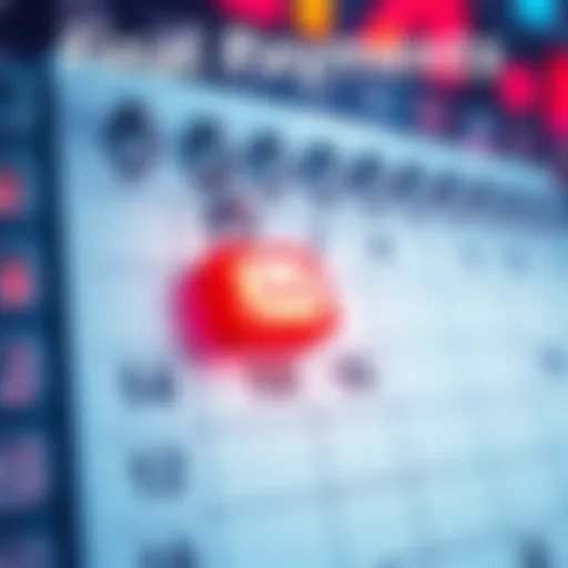 A calendar with marked dates highlighting expected payment times for individuals, with an email icon representing communication from Kobayashi.