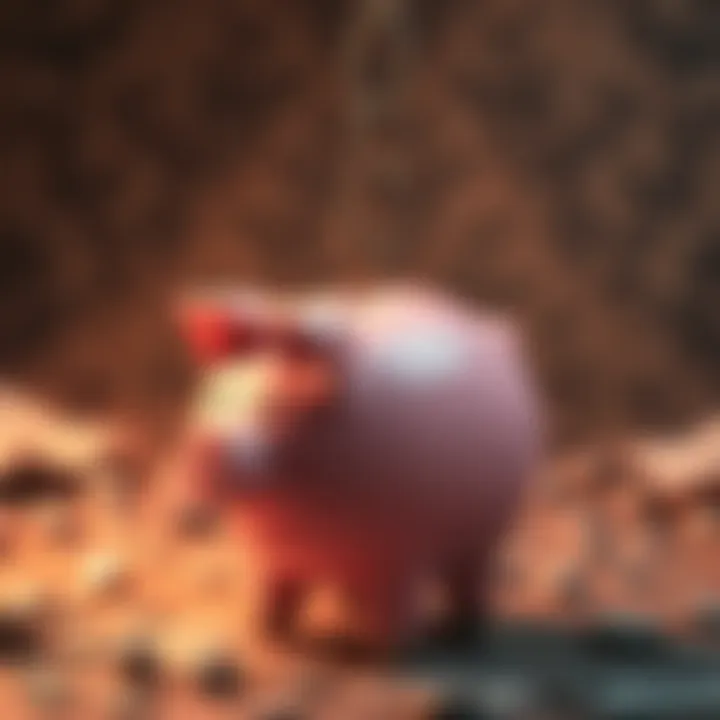 A heavy chain linked to a piggy bank symbolizing financial struggles