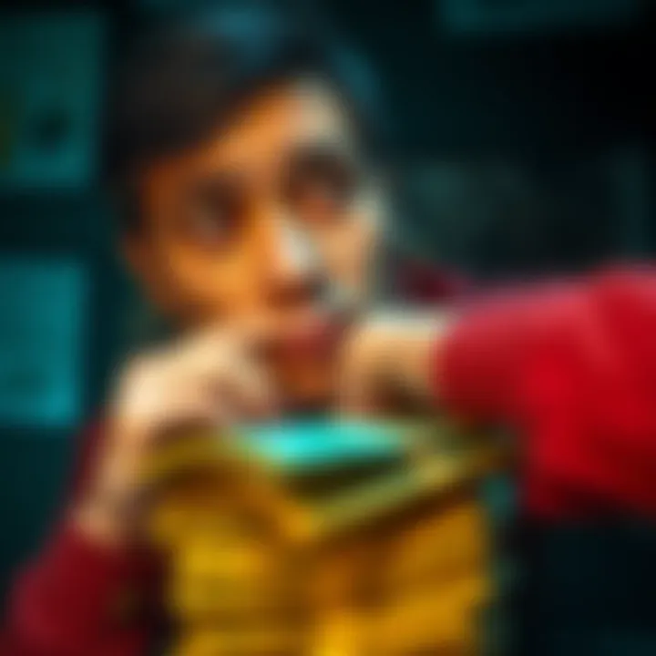 A person looking thoughtfully at a stack of cash and financial documents, contemplating financial decisions and risk, with a concerned expression.