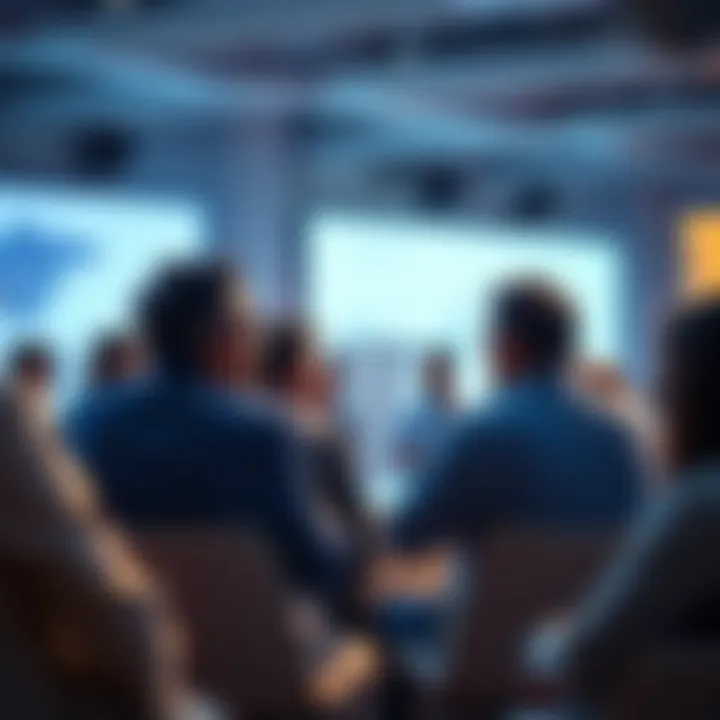 Financial Discussion Group of people discussing financial advice at a forum