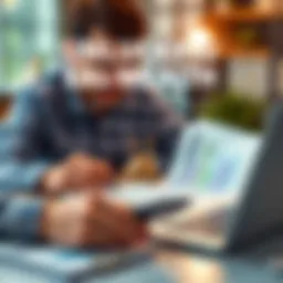 A person reviewing financial documents with a laptop and calculator, symbolizing money management and investment strategies.