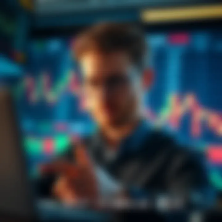 A person analyzing financial charts and graphs, looking focused on achieving breakeven in the market.