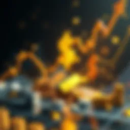 Financial Decline Gold, silver, crypto, and dollar symbols falling in value on a graph.