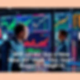 Group of financial experts analyzing charts and graphs on a screen to discuss potential market growth