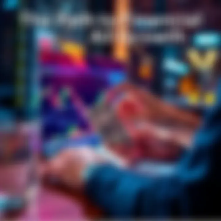 The Path to Financial Growth A person analyzing stock market trends on a laptop with dollar bills in hand, symbolizing daily investments during a downturn.