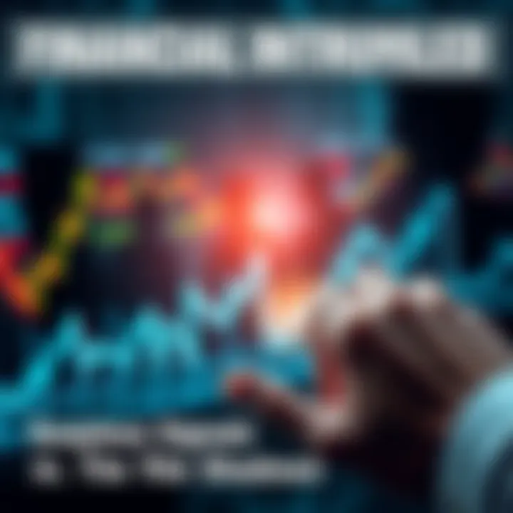 A close-up of a hand manipulating stock market graphs against a backdrop of shadowy figures, symbolizing hidden influences in finance.