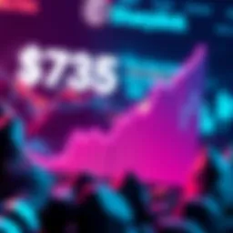 A graphic showing a downward trend in Sharplink's finances alongside a rising graph representing Ethereum staking revenue.