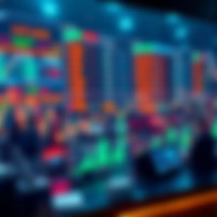 Graphic showing various financial market trends and strategies for investors staying competitive