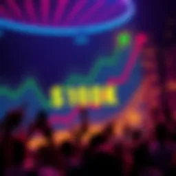 A graph showing an upward trend, symbolizing the achievement of exceeding $100,000 AUD in financial growth, with people celebrating in the background.