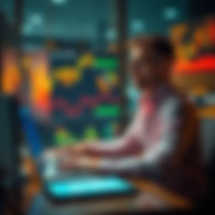 A person analyzing financial graphs and data while sitting at a desk, looking hopeful about economic recovery in 2025
