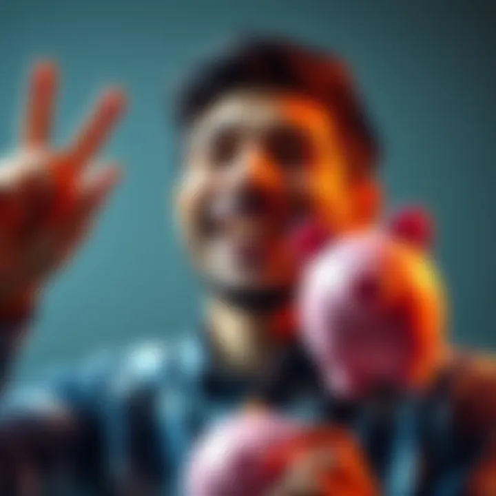 A 32-year-old person smiling and holding a piggy bank, symbolizing their journey from debt to financial freedom