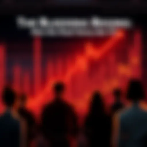 Graph showing a downward trend in financial data with concerned people looking on