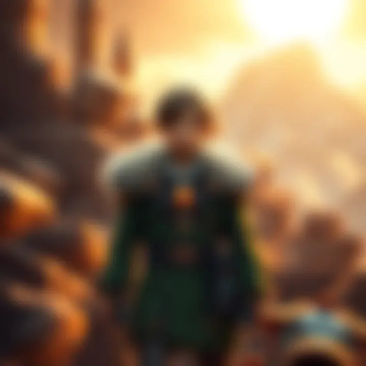 Character Finn standing proudly with the last name Dawnstar in a fantasy setting