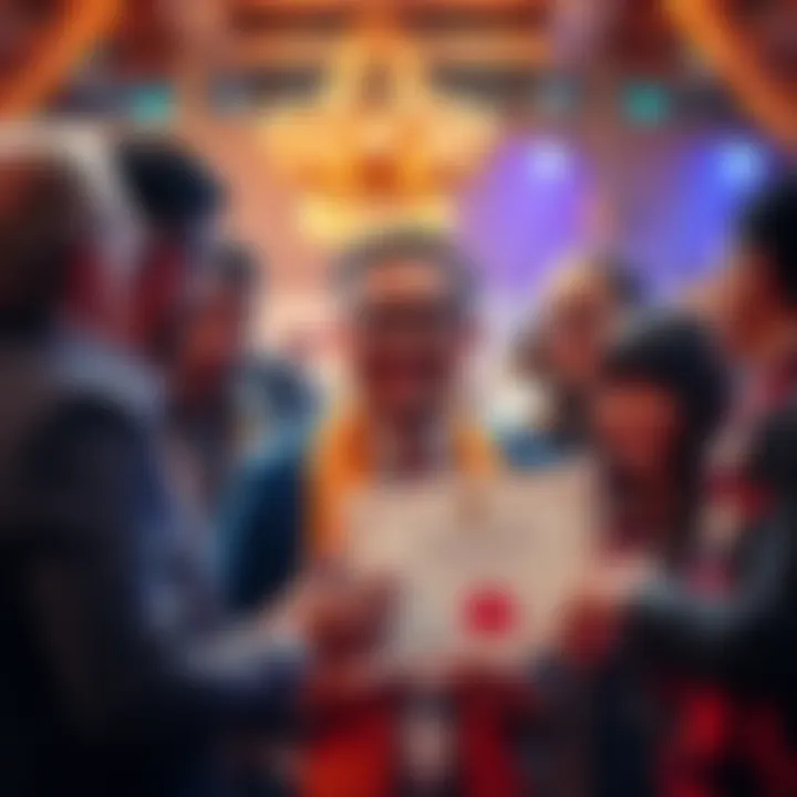 A person receiving a mayorship certificate with a joyful expression surrounded by friends and supporters