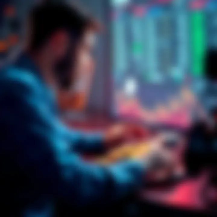 A person looking at a laptop screen displaying Bitcoin options and graphs, considering investment strategies.