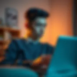 First-Time Buyer Looking at Investment Options A young man reflects on his financial future while browsing investment opportunities on his laptop at home.