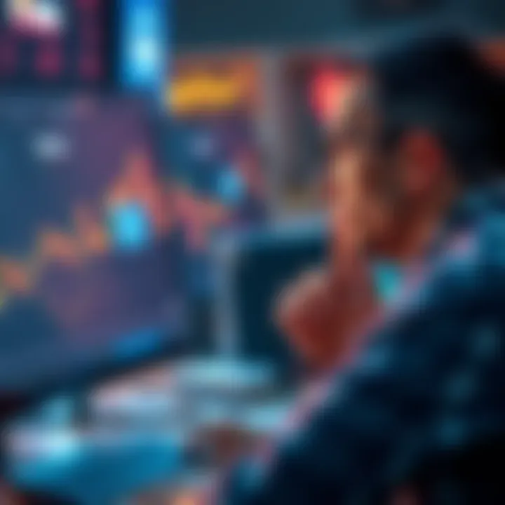 A first-time investor looking at a computer screen displaying Solana's price chart, showing fluctuations and recent rebounds, with a thoughtful expression.