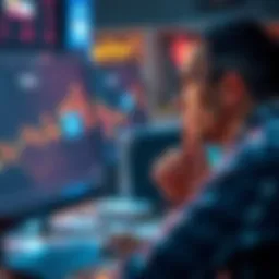 First-Time Crypto Investor Considering Options A first-time investor looking at a computer screen displaying Solana's price chart, showing fluctuations and recent rebounds, with a thoughtful expression.