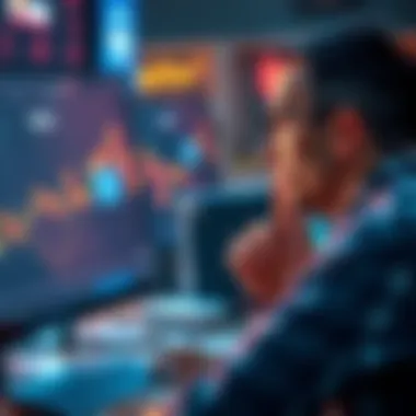 First-Time Crypto Investor Considering Options A first-time investor looking at a computer screen displaying Solana's price chart, showing fluctuations and recent rebounds, with a thoughtful expression.