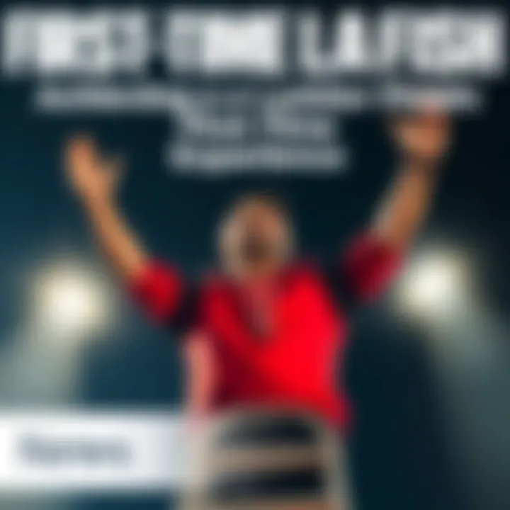 A person celebrating at the top of a ladder, hands raised in triumph, with a bright smile, symbolizing achievement and success.