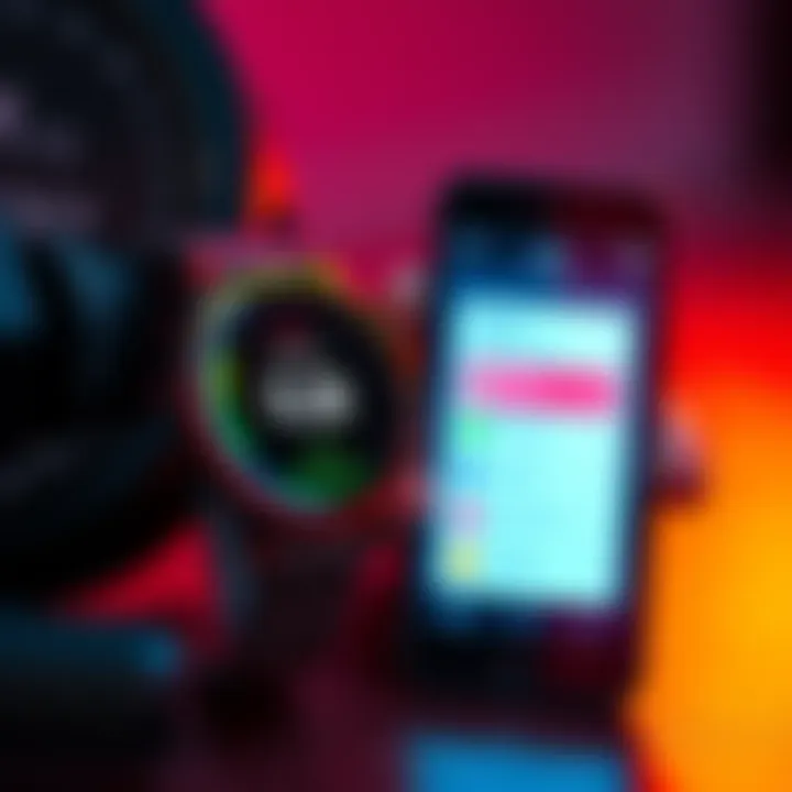 A smartwatch displaying workout data while a smartphone shows a smart contract interface for FitVow, emphasizing the fitness and blockchain connection.