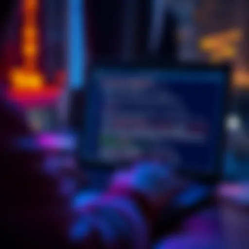 A user troubleshooting blockchain download problems on a laptop with error messages on the screen